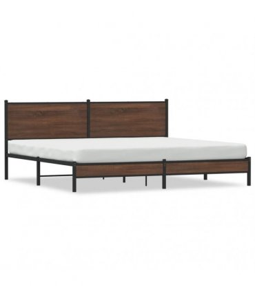 vidaXL Metal Bed Frame without Mattress Brown Oak 193x203 cm