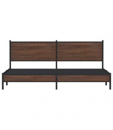 vidaXL Metal Bed Frame without Mattress Brown Oak 193x203 cm