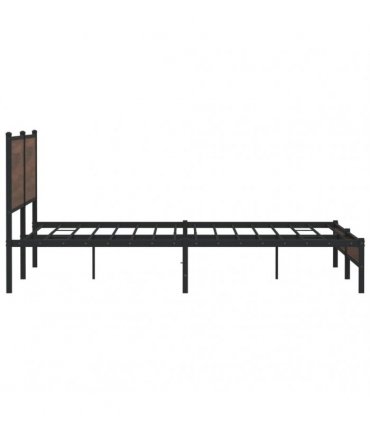 vidaXL Metal Bed Frame without Mattress Brown Oak 193x203 cm