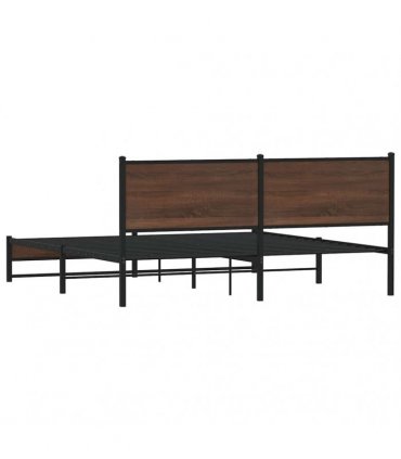 vidaXL Metal Bed Frame without Mattress Brown Oak 180x200 cm
