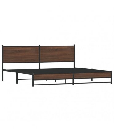 vidaXL Metal Bed Frame without Mattress Brown Oak 193x203 cm