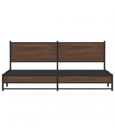 vidaXL Metal Bed Frame without Mattress Brown Oak 193x203 cm