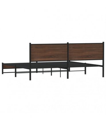 vidaXL Metal Bed Frame without Mattress Brown Oak 193x203 cm
