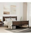 vidaXL Metal Bed Frame without Mattress Brown Oak 150x200 cm