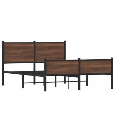 vidaXL Metal Bed Frame without Mattress Brown Oak 150x200 cm
