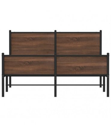 vidaXL Metal Bed Frame without Mattress Brown Oak 150x200 cm