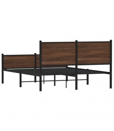 vidaXL Metal Bed Frame without Mattress Brown Oak 150x200 cm