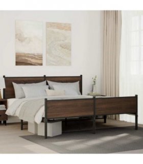 vidaXL Metal Bed Frame without Mattress Brown Oak 160x200 cm