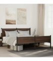 vidaXL Metal Bed Frame without Mattress Brown Oak 180x200 cm