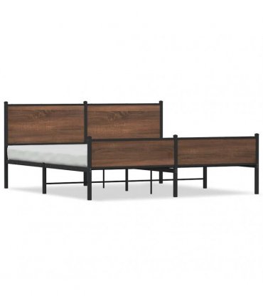 vidaXL Metal Bed Frame without Mattress Brown Oak 180x200 cm
