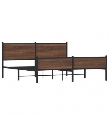 vidaXL Metal Bed Frame without Mattress Brown Oak 180x200 cm