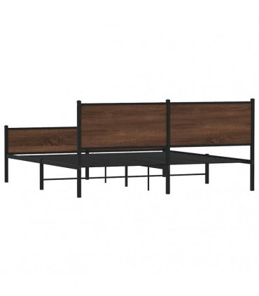 vidaXL Metal Bed Frame without Mattress Brown Oak 180x200 cm