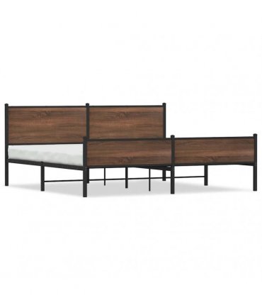 vidaXL Metal Bed Frame without Mattress Brown Oak 193x203 cm