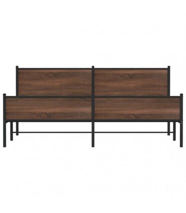 vidaXL Metal Bed Frame without Mattress Brown Oak 193x203 cm