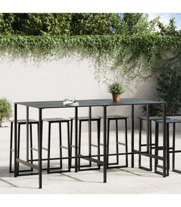 vidaXL Bar Table Black 200x100x110 cm Powder-coated Steel