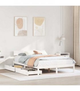 vidaXL Bed Frame without Mattress White 135x190 cm Solid Wood Pine