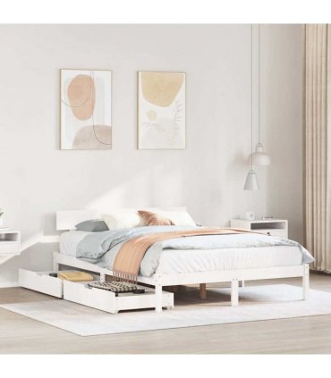 vidaXL Bed Frame without Mattress White 135x190 cm Solid Wood Pine