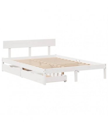 vidaXL Bed Frame without Mattress White 135x190 cm Solid Wood Pine