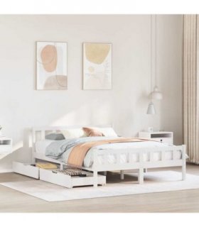 vidaXL Bed Frame without Mattress White 150x200 cm Solid Wood Pine