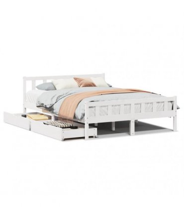 vidaXL Bed Frame without Mattress White 150x200 cm Solid Wood Pine
