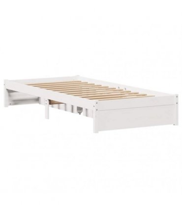 vidaXL Bed Frame White 75 x 190 cm Solid pinewood