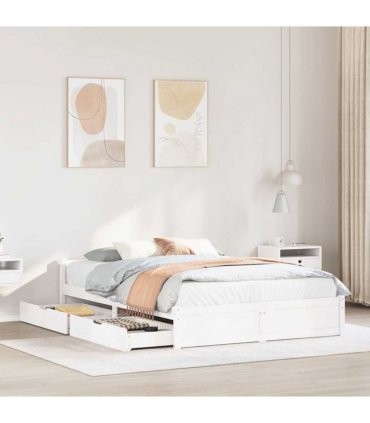 vidaXL Bed Frame without Mattress White 150x200 cm Solid Wood Pine
