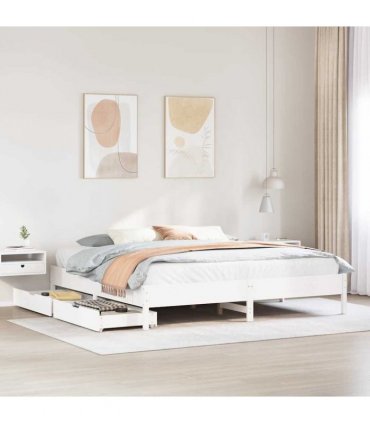 vidaXL Bed Frame without Mattress White 200x200 cm Solid Wood Pine