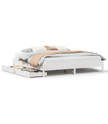 vidaXL Bed Frame without Mattress White 200x200 cm Solid Wood Pine