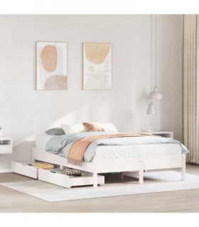 vidaXL Bed Frame without Mattress White 140x200 cm Solid Wood Pine