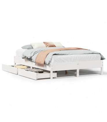 vidaXL Bed Frame without Mattress White 140x200 cm Solid Wood Pine