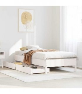 vidaXL Bed Frame without Mattress White 100x200 cm Solid Wood Pine
