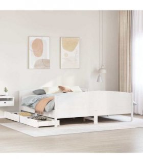 vidaXL Bed Frame without Mattress White 200x200 cm Solid Wood Pine