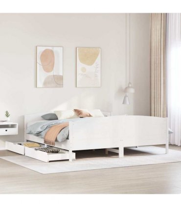 vidaXL Bed Frame without Mattress White 200x200 cm Solid Wood Pine