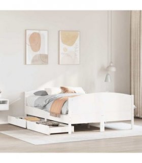 vidaXL Bed Frame without Mattress White 150x200 cm Solid Wood Pine