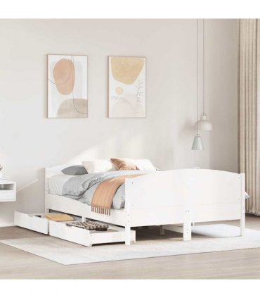 vidaXL Bed Frame without Mattress White 150x200 cm Solid Wood Pine