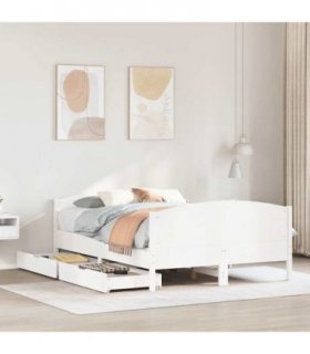 vidaXL Bed Frame without Mattress White 140x190 cm Solid Wood Pine