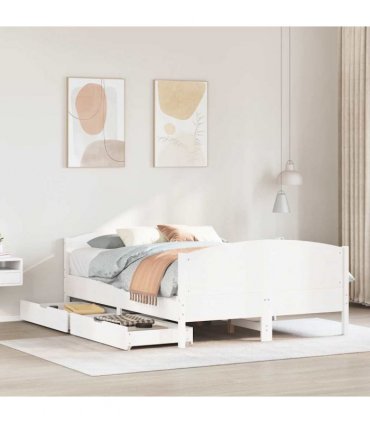 vidaXL Bed Frame without Mattress White 140x190 cm Solid Wood Pine