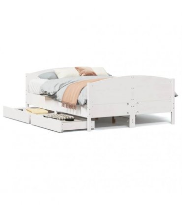 vidaXL Bed Frame without Mattress White 140x190 cm Solid Wood Pine