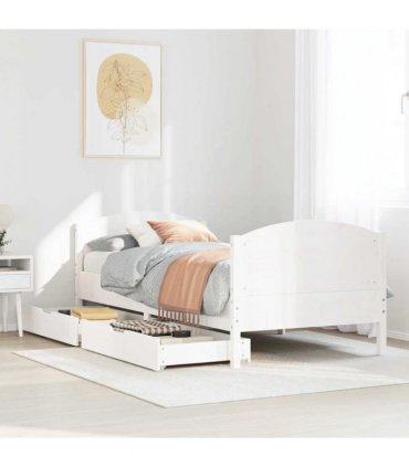 vidaXL Bed Frame without Mattress White 90x200 cm Solid Wood Pine