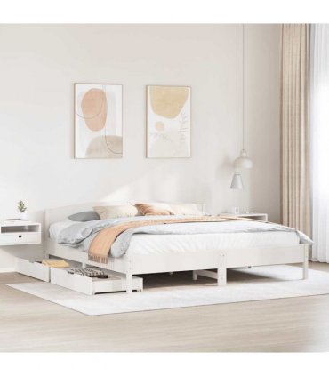 vidaXL Bed Frame without Mattress White 200x200 cm Solid Wood Pine