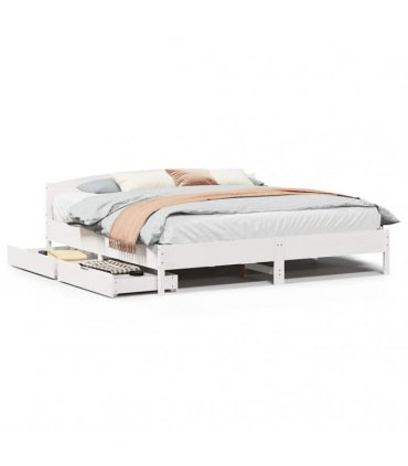 vidaXL Bed Frame without Mattress White 200x200 cm Solid Wood Pine