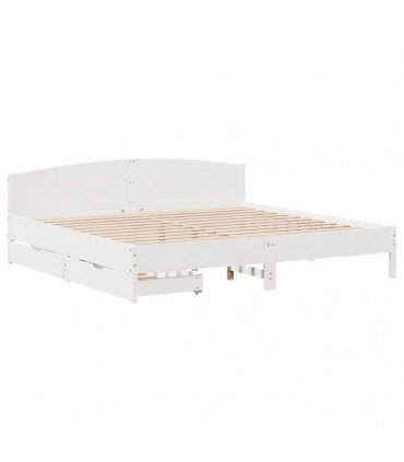 vidaXL Bed Frame without Mattress White 200x200 cm Solid Wood Pine