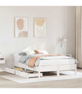 vidaXL Bed Frame without Mattress White 150x200 cm Solid Wood Pine