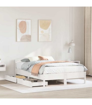 vidaXL Bed Frame without Mattress White 150x200 cm Solid Wood Pine