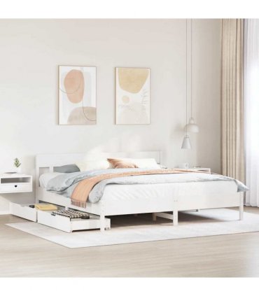 vidaXL Bed Frame without Mattress White 180x200 cm Solid Wood Pine