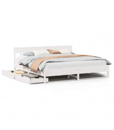 vidaXL Bed Frame without Mattress White 180x200 cm Solid Wood Pine