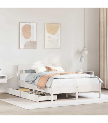 vidaXL Bed Frame without Mattress White 150x200 cm Solid Wood Pine