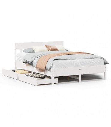 vidaXL Bed Frame without Mattress White 150x200 cm Solid Wood Pine