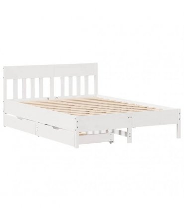 vidaXL Bed Frame without Mattress White 140x200 cm Solid Wood Pine