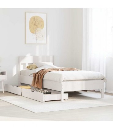 vidaXL Bed Frame without Mattress White 75x190 cm Solid Wood Pine